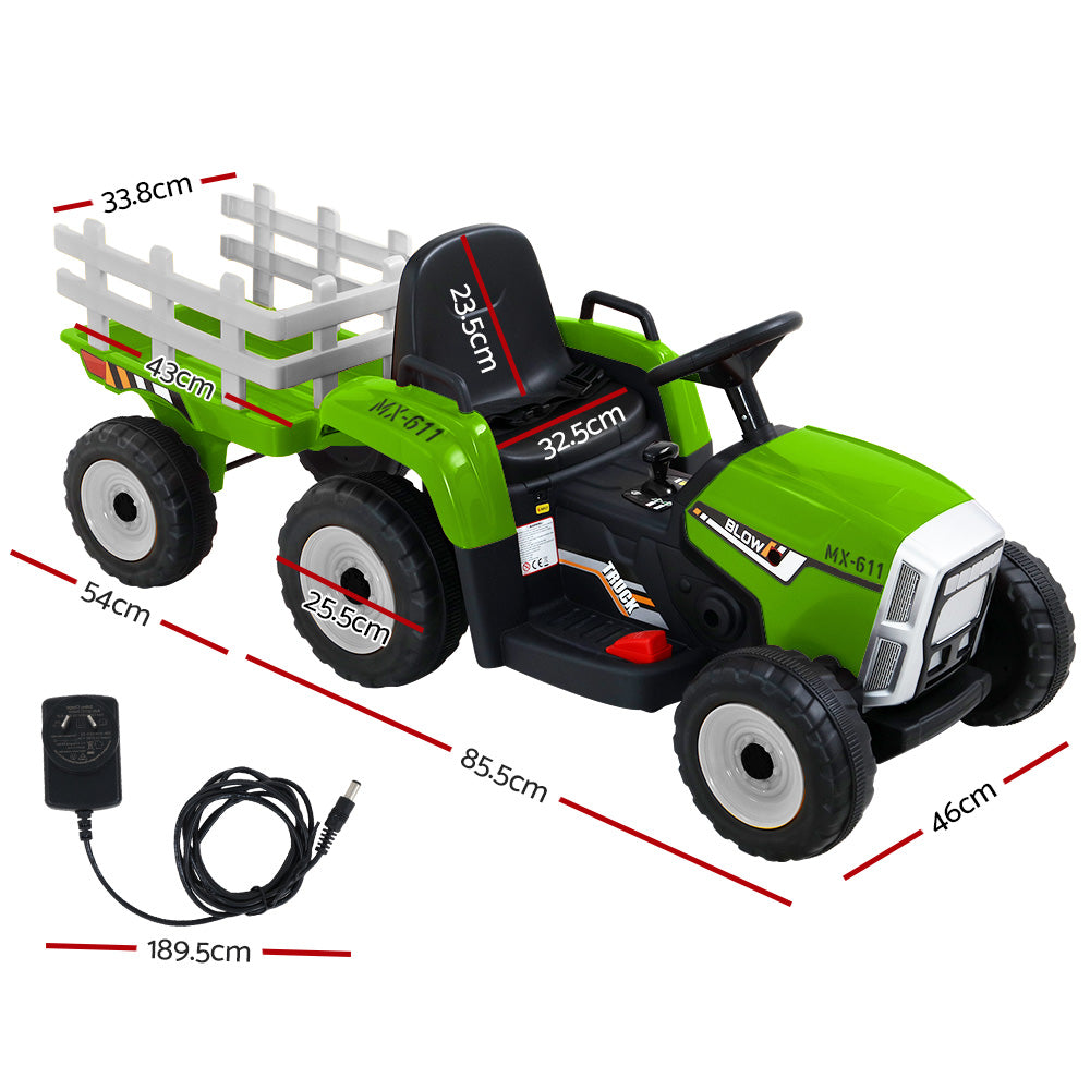 Electric Ride On Car | Tractor Toy | Remote Control | 12V Green