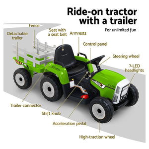 Electric Ride On Car | Tractor Toy | Remote Control | 12V Green