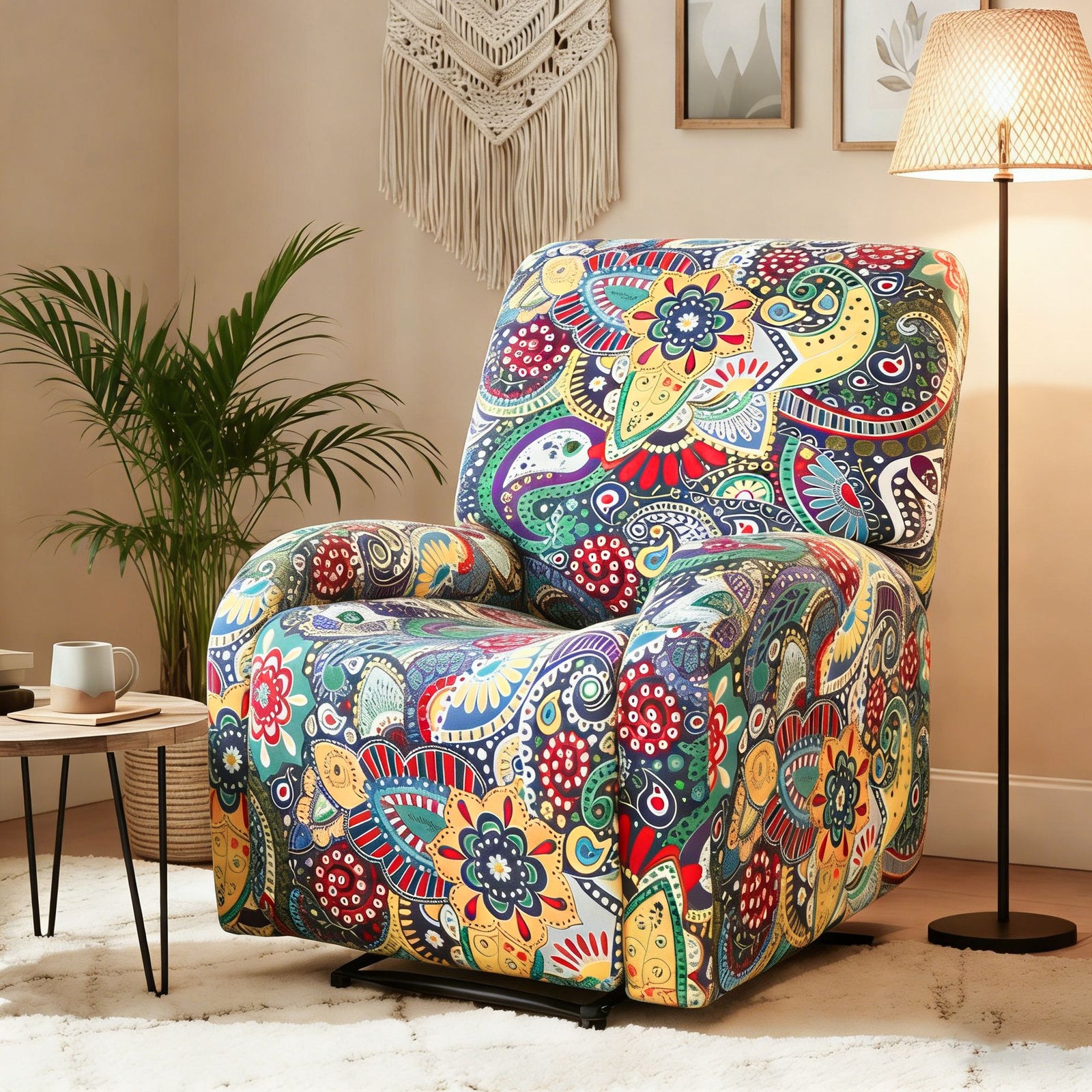 Kids Recliner Cover Set | Printed 4 Piece Stretch Chair Slipcover
