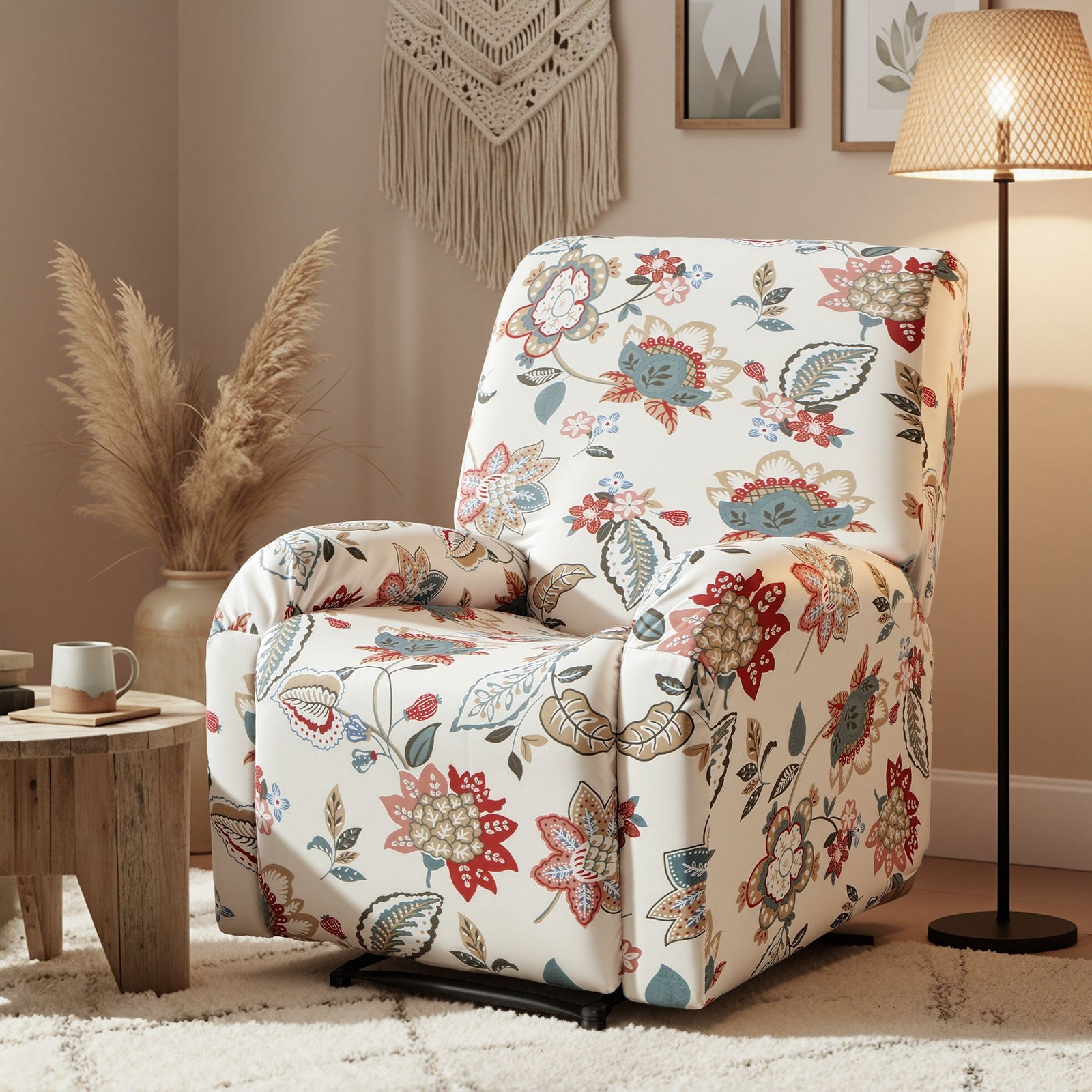 Kids Recliner Chair Cover | 4 Piece Printed Stretch Slipcover