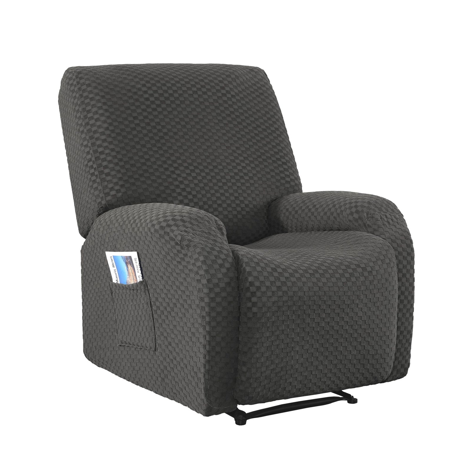 Recliner Chair Cover | Fabric Slipcover with Side Pockets | Grey