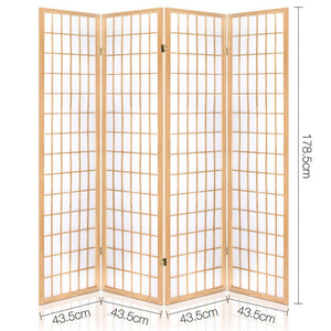 4 Panel Room Divider Screen | 174x179cm | Natural
