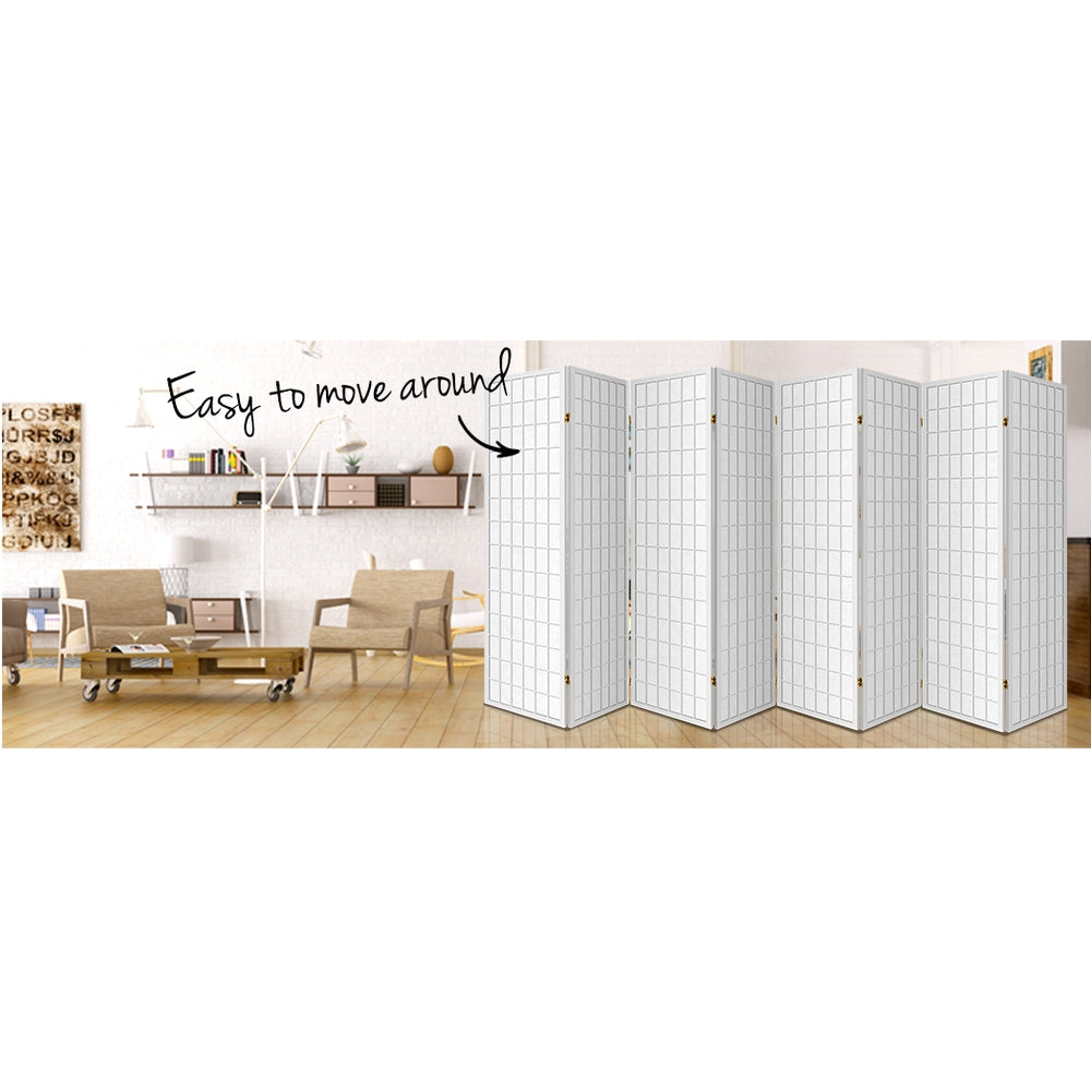 8 Panel Room Divider Screen | 348x179cm | White