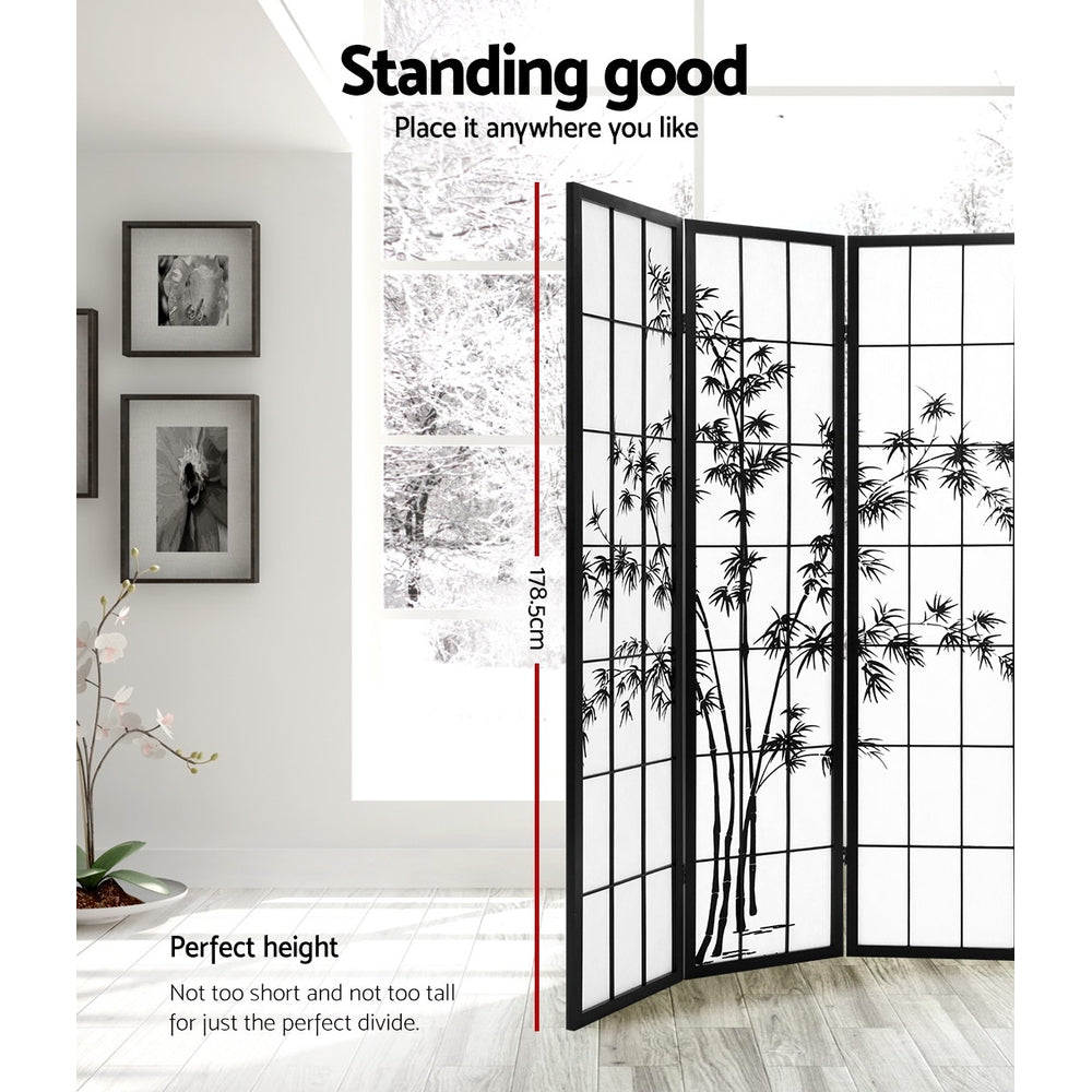 8 Panel Room Divider Screen | 348x179cm | Bamboo | Black White