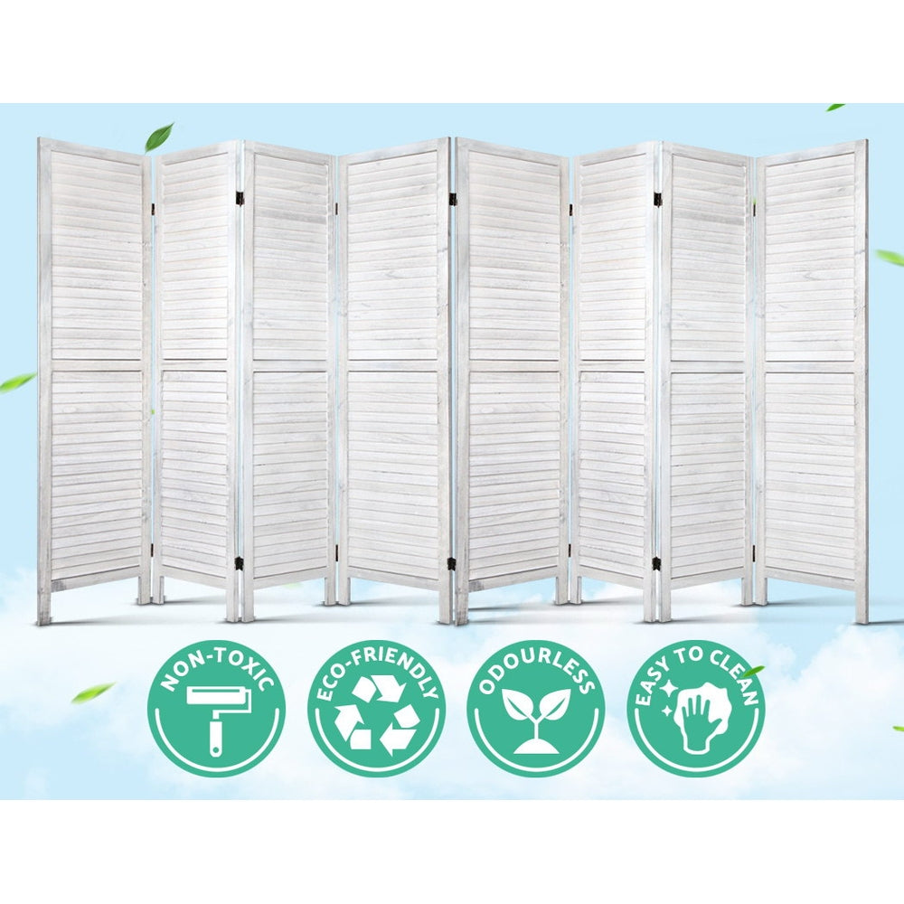 8 Panel Room Divider Screen | 326x170cm | Louver | White