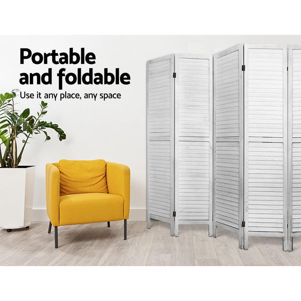 8 Panel Room Divider Screen | 326x170cm | Louver | White