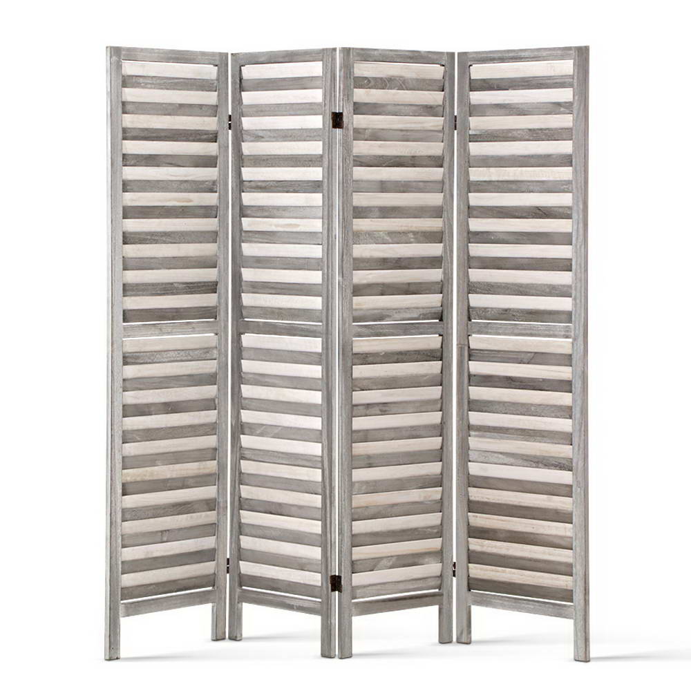 4 Panel Room Divider Screen | 163x170cm | Louver Grey