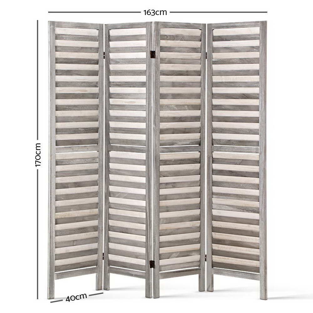 4 Panel Room Divider Screen | 163x170cm | Louver Grey