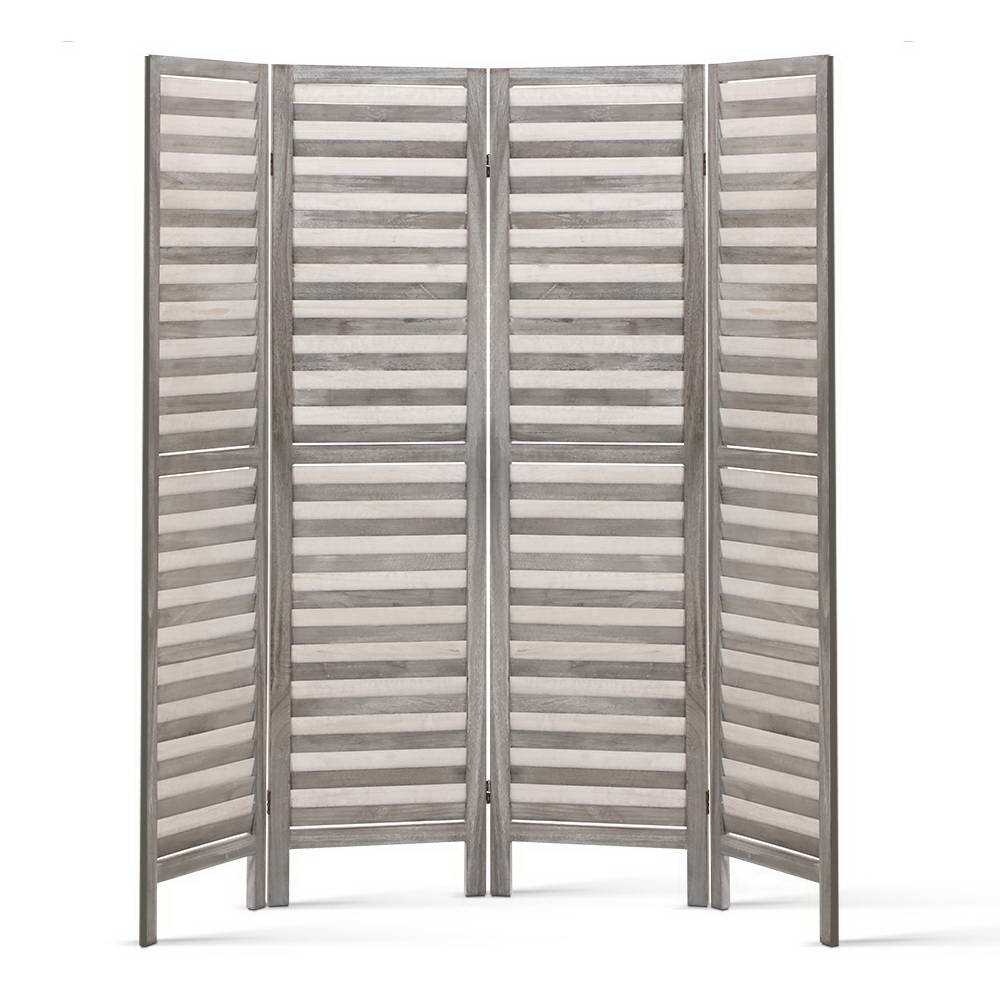 4 Panel Room Divider Screen | 163x170cm | Louver Grey