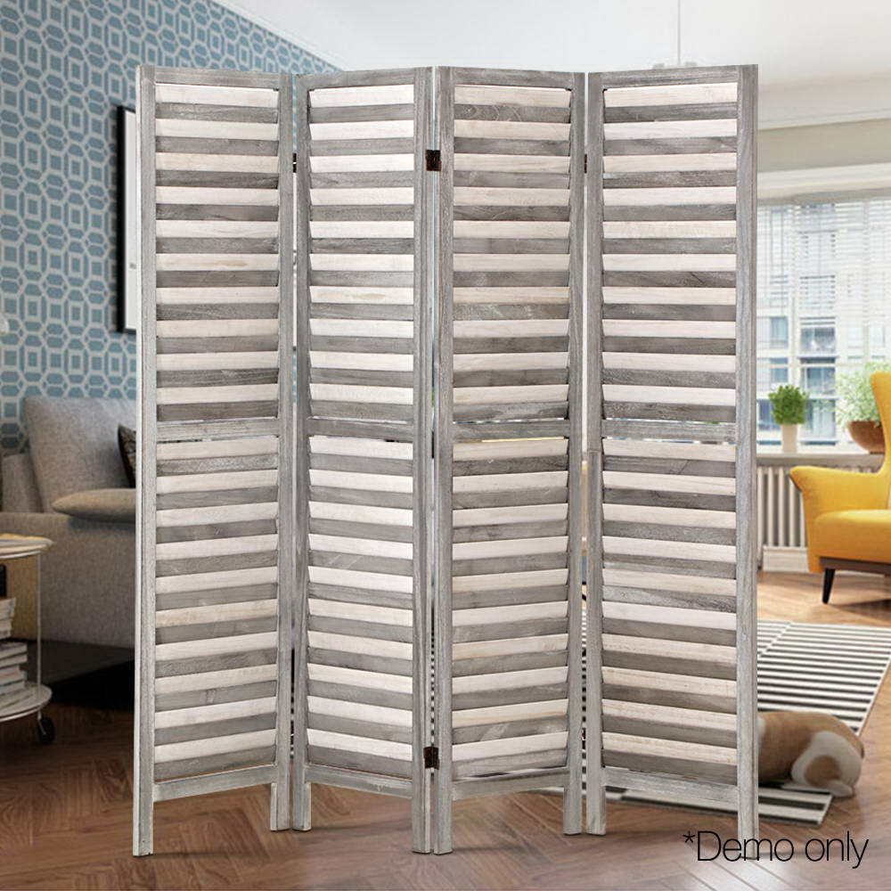 4 Panel Room Divider Screen | 163x170cm | Louver Grey