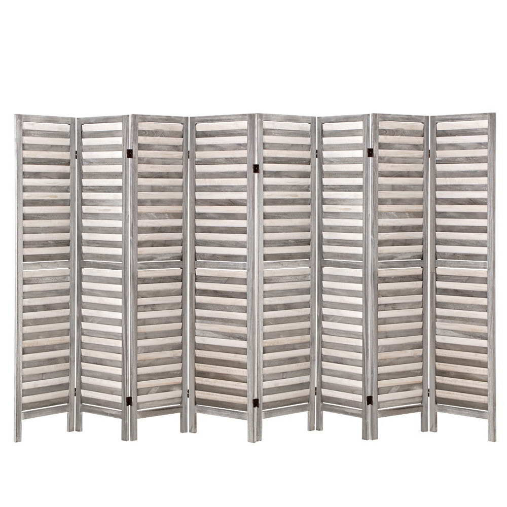 8 Panel Room Divider Screen | 326x170cm | Louver Grey