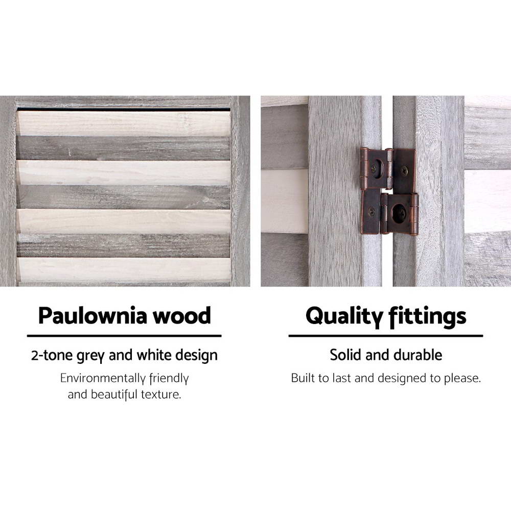 8 Panel Room Divider Screen | 326x170cm | Louver Grey
