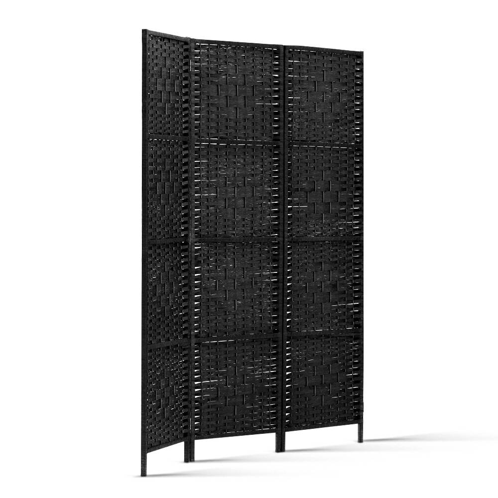 Room Divider Screen | 3-Panel | 123x170cm | Woven Black