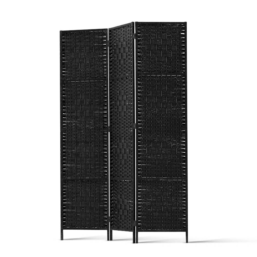 Room Divider Screen | 3-Panel | 123x170cm | Woven Black