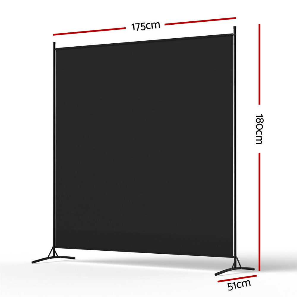 Room Divider Screen | 175x180cm | Fabric Panel | Black
