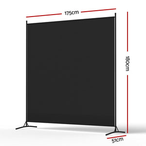 Room Divider Screen | 175x180cm | Fabric Panel | Black