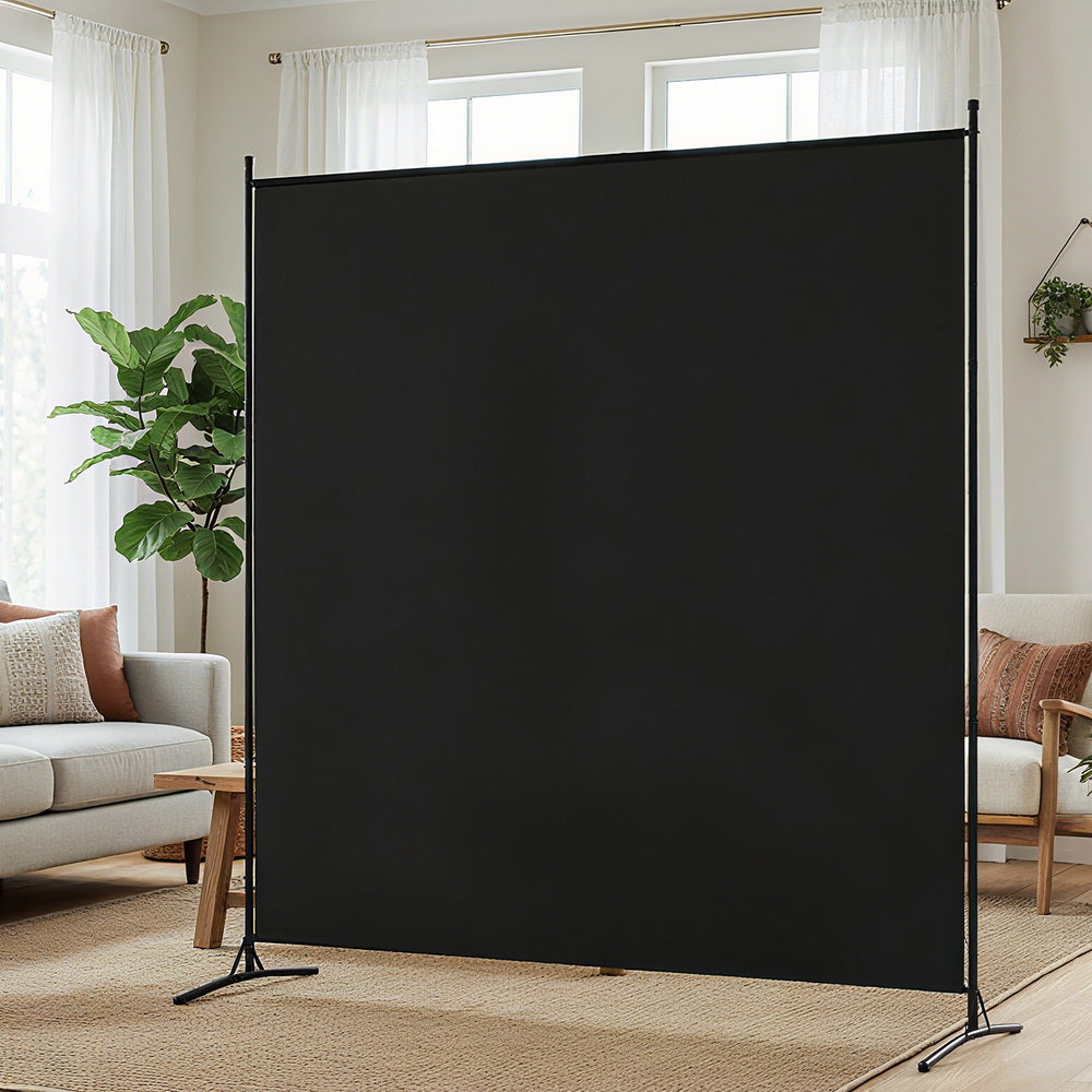 Room Divider Screen | 175x180cm | Fabric Panel | Black