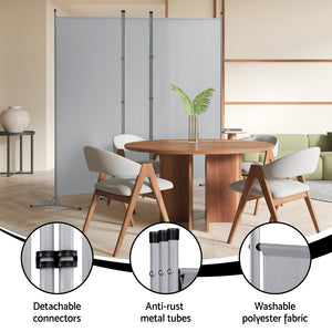 Room Divider Screen | 3 Panel | 260x180cm | Fabric | Grey