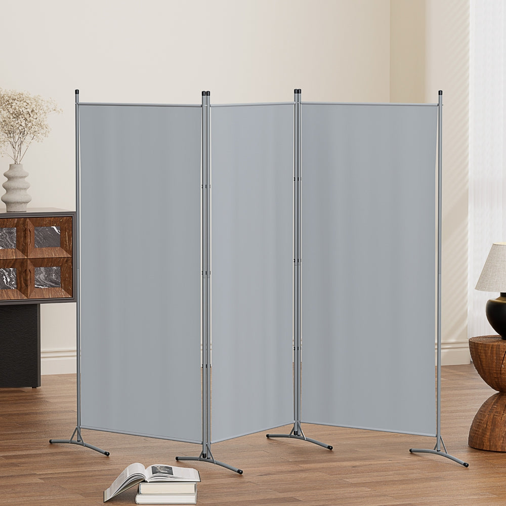 Room Divider Screen | 3 Panel | 260x180cm | Fabric | Grey