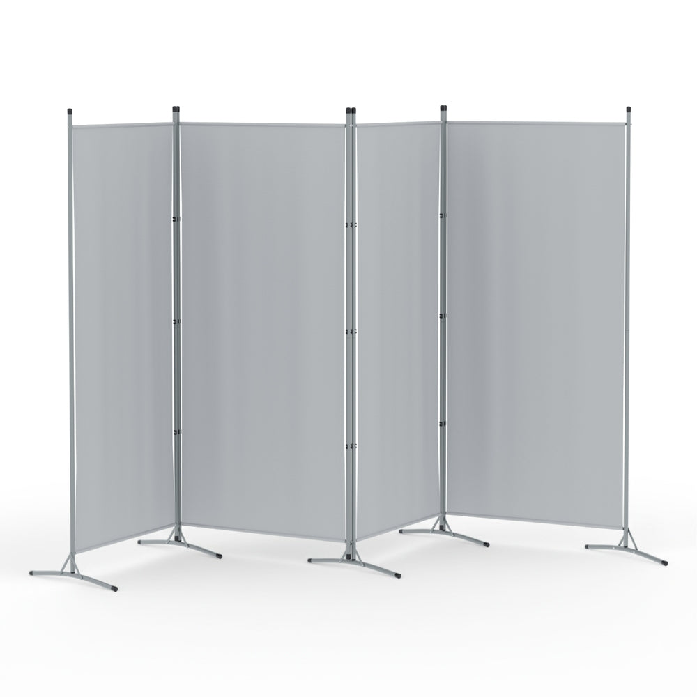 Room Divider Screen | 4 Panel | 345x180cm | Fabric | Grey