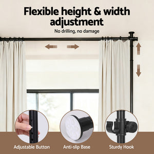 Extendable Curtain Rod | Room Divider Pole | Black | Telescopic