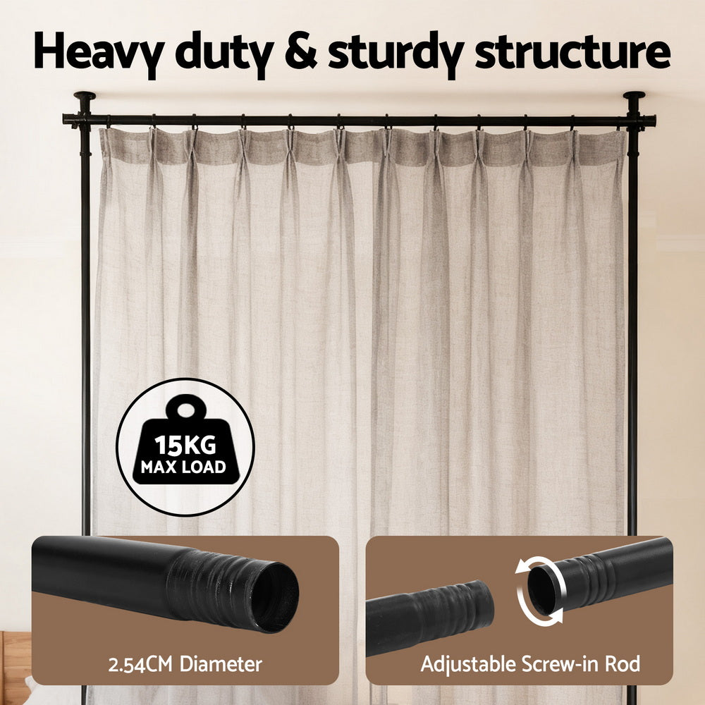 Room Divider Curtain Rod | Extendable | Black | Adjustable Width