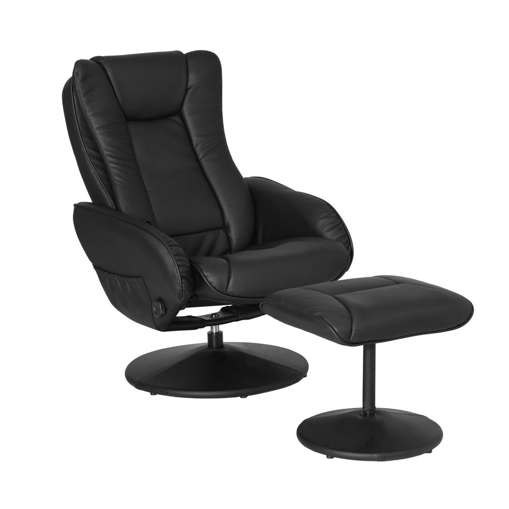 Recliner Chairs Set | Ottoman | Heated Massage | Black