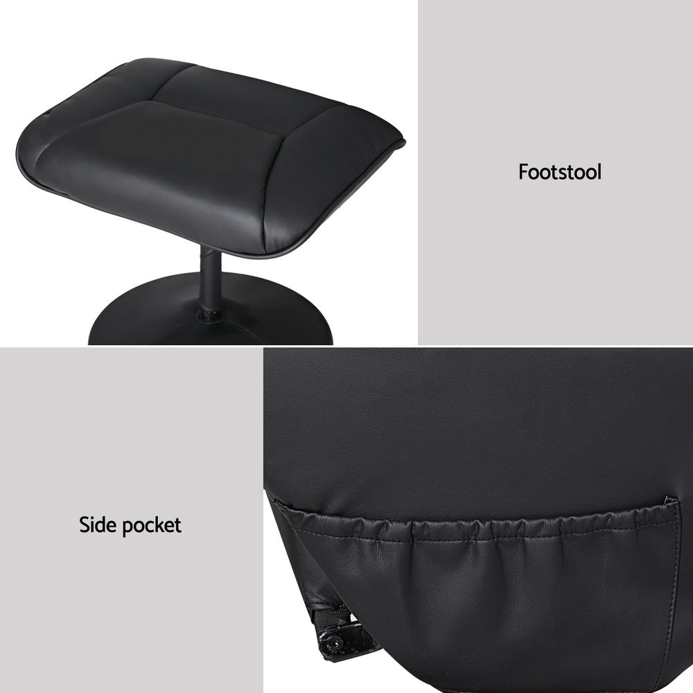 Recliner Chairs Set | Ottoman | Heated Massage | Black