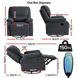 Rocking Recliner Chair | 360° Swivel | Massage & Heated Functions