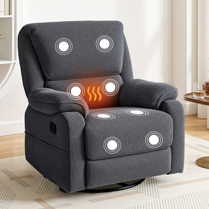 Rocking Recliner Chair | 360° Swivel | Massage & Heated Functions
