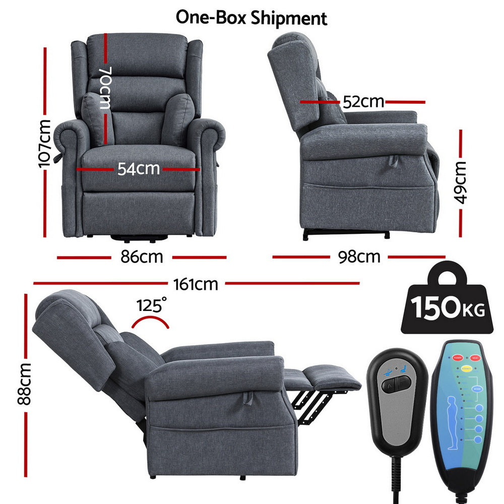Electric Recliner Sofa | Power Lift | Massage & Heated Functions