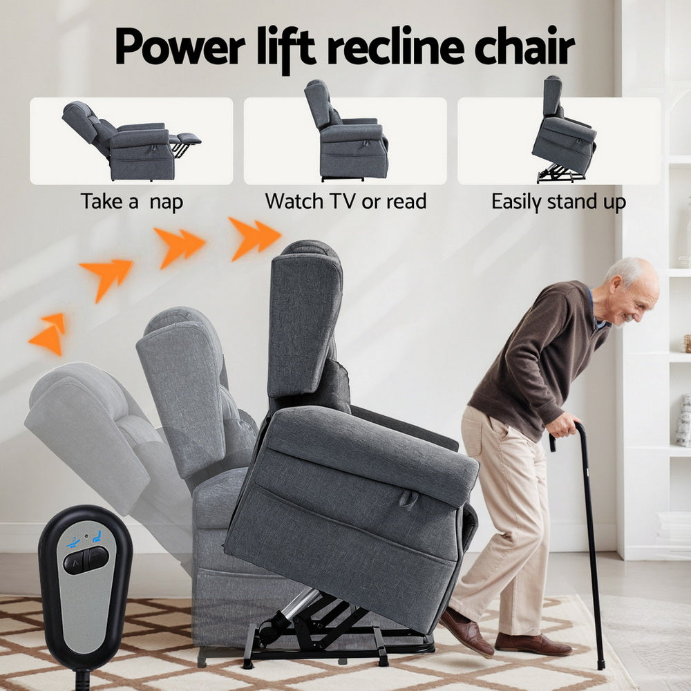 Electric Recliner Sofa | Power Lift | Massage & Heated Functions