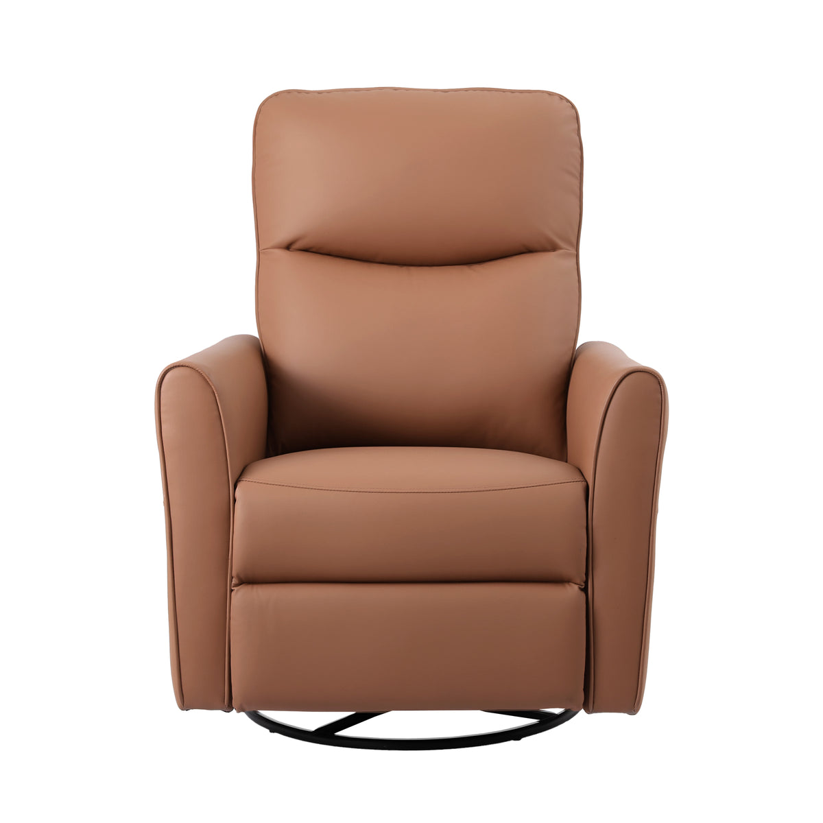 Swivel Recliner Chair | Rocking Leather | LED + Charging Ports | Brown
