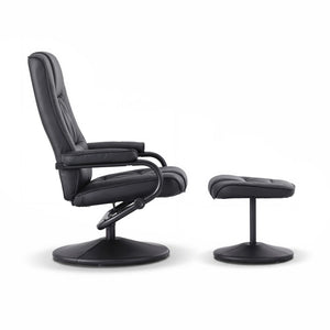 Artiss Recliner with Ottoman 360-Degree Swivel Recliner Chair and Ottoman Set PU Leather Black