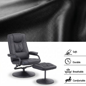 Artiss Recliner with Ottoman 360-Degree Swivel Recliner Chair and Ottoman Set PU Leather Black