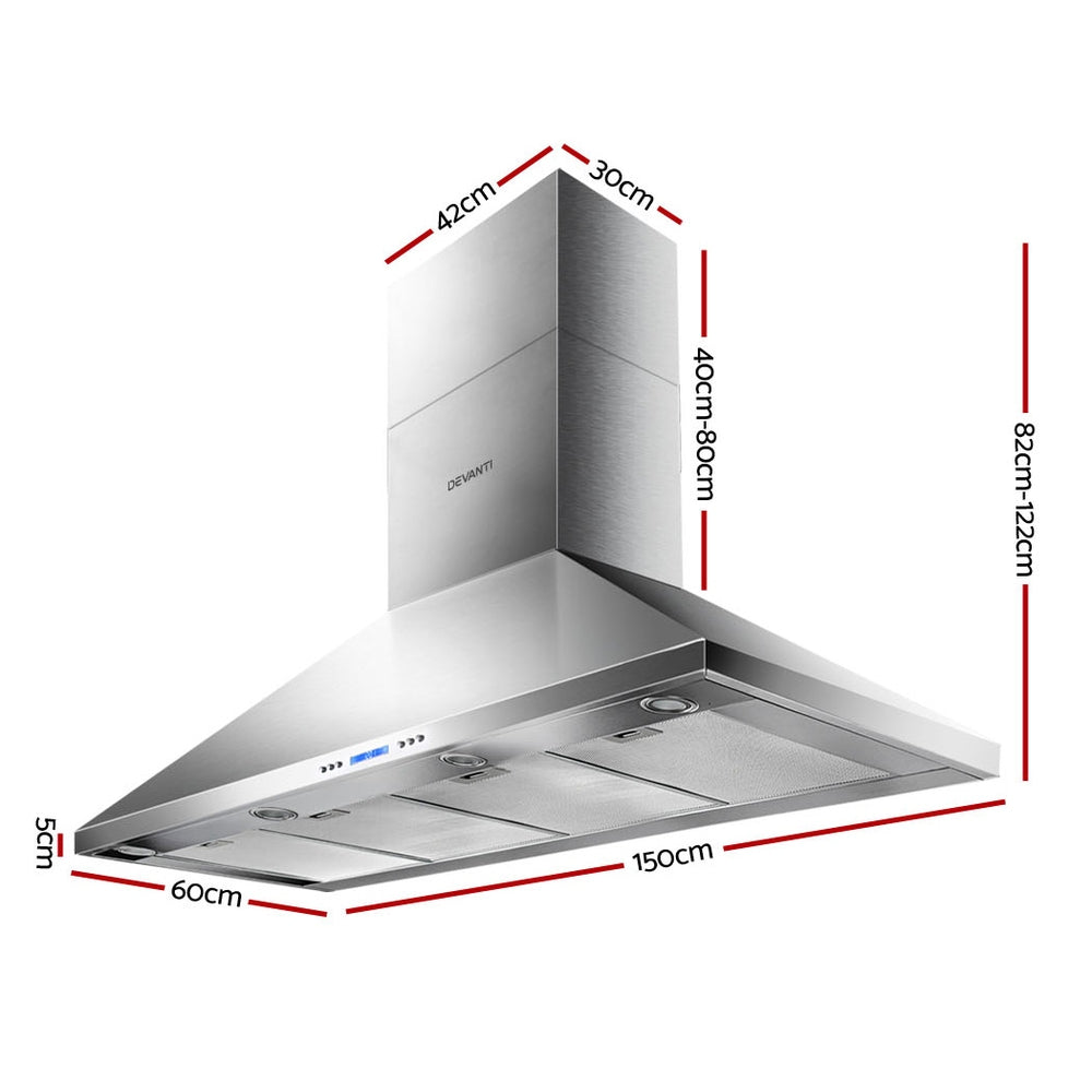 Devanti Range Hood | 1500mm | 150cm | BBQ | Commercial Rangehood