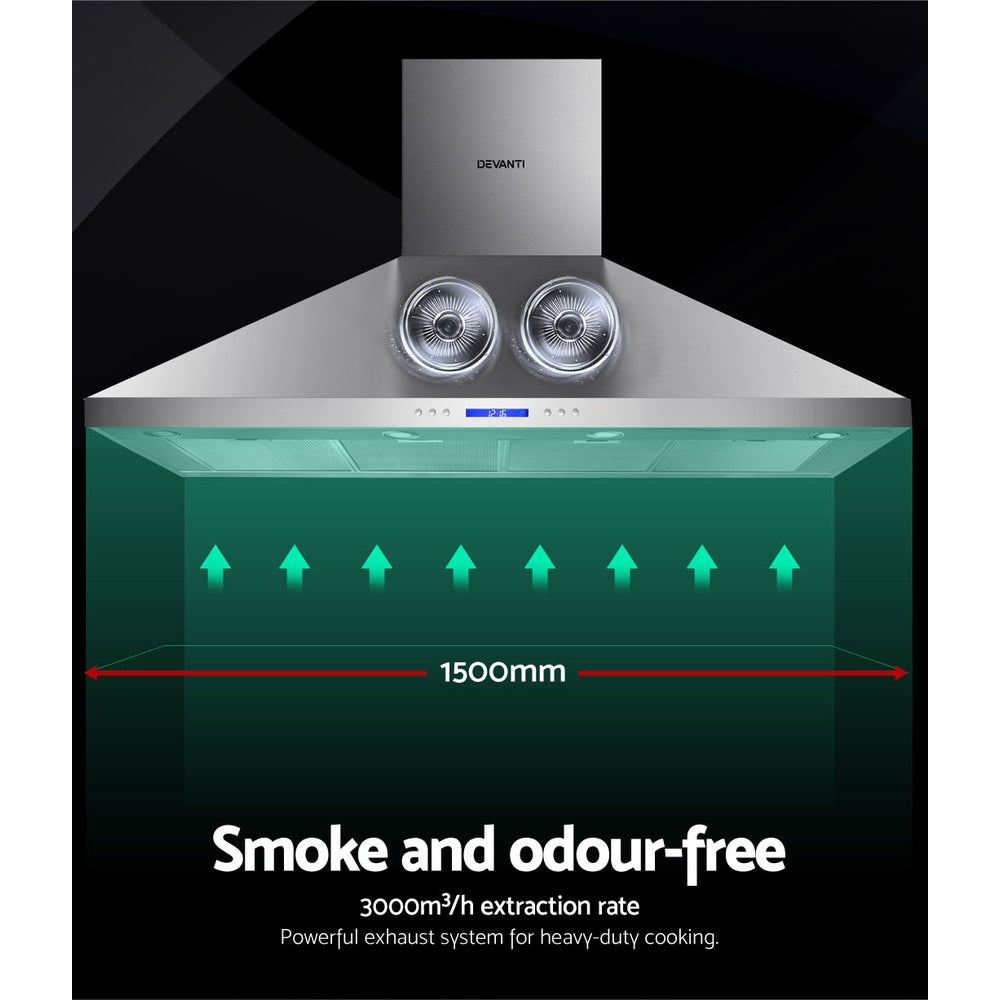 Devanti Range Hood | 1500mm | 150cm | BBQ | Commercial Rangehood