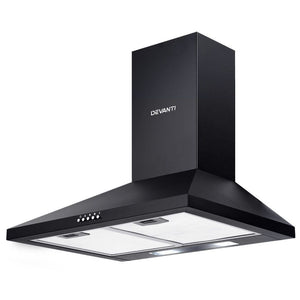 Devanti Pyramid Range Hood Rangehood 600mm 60cm Kitchen Canopy Black