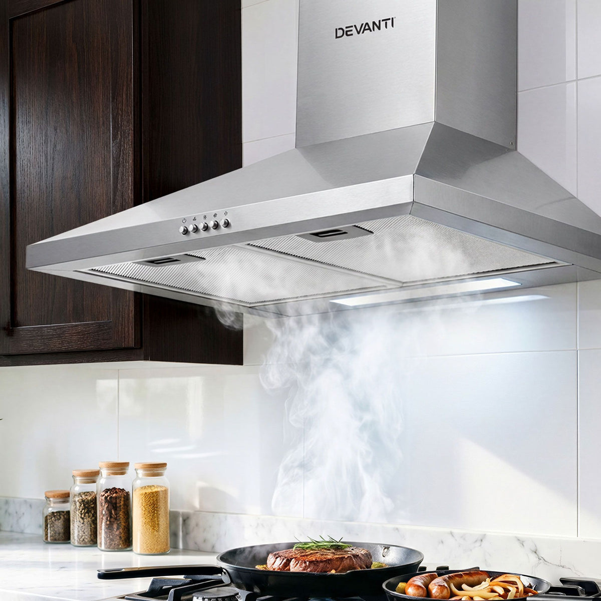 Devanti Range Hood 60cm 600mm Kitchen Canopy Stainless Steel Rangehood Wall Mount
