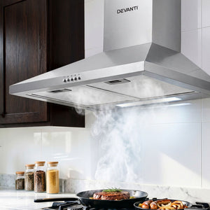 Devanti Range Hood 60cm 600mm Kitchen Canopy Stainless Steel Rangehood Wall Mount