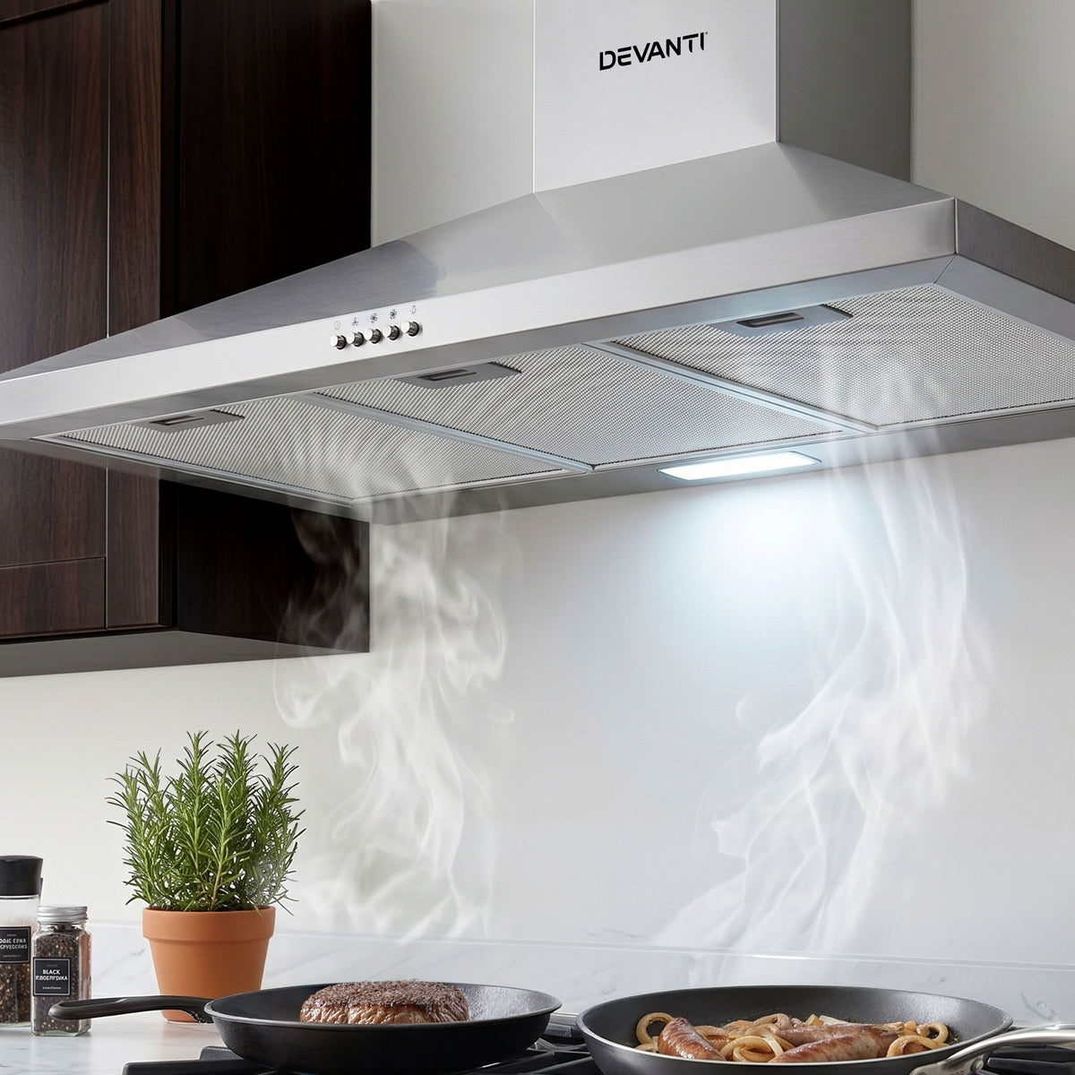 Devanti Range Hood 90cm 900mm Kitchen Canopy Stainless Steel Rangehood Wall Mount