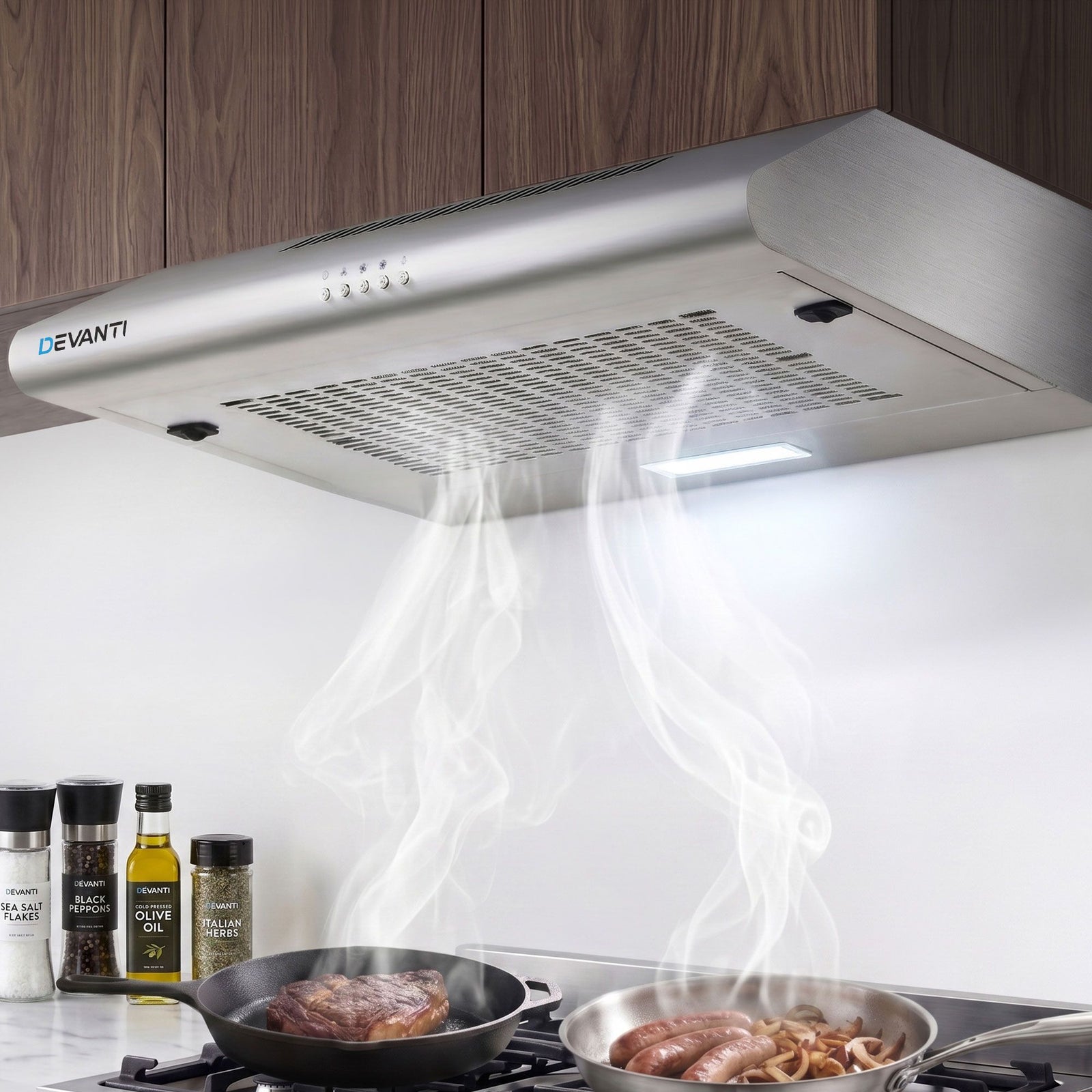 DEVANTI Fixed Range Hood Rangehood Stainless Steel Kitchen Canopy 60cm 600mm