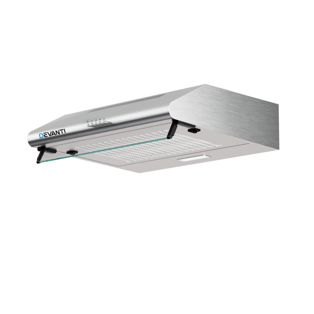Devanti 600mm Range Hood | 60cm | Rangehood Kitchen Canopy | LED Light | Stainless Steel