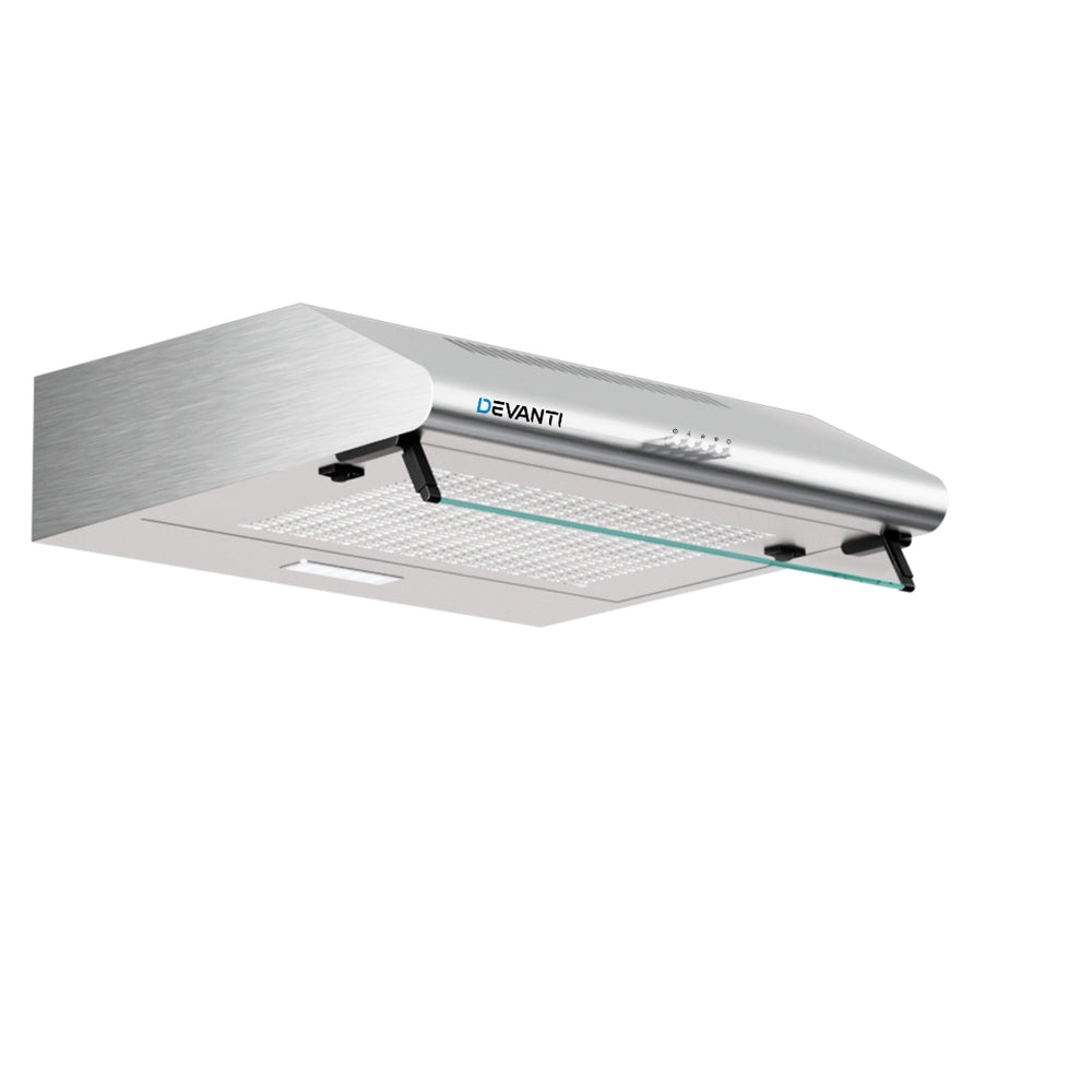 Devanti 600mm Range Hood | 60cm | Rangehood Kitchen Canopy | LED Light | Stainless Steel