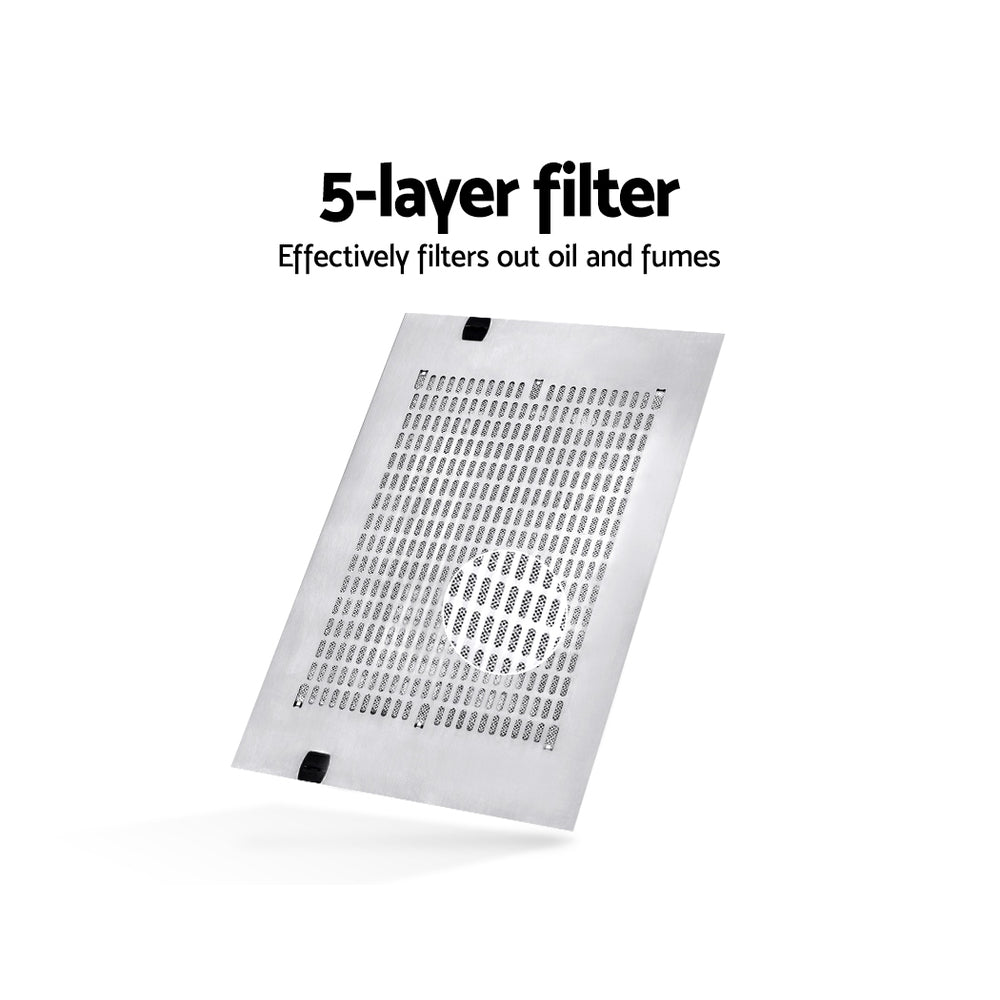 Devanti 600mm Range Hood | 60cm | Rangehood Kitchen Canopy | LED Light | Stainless Steel