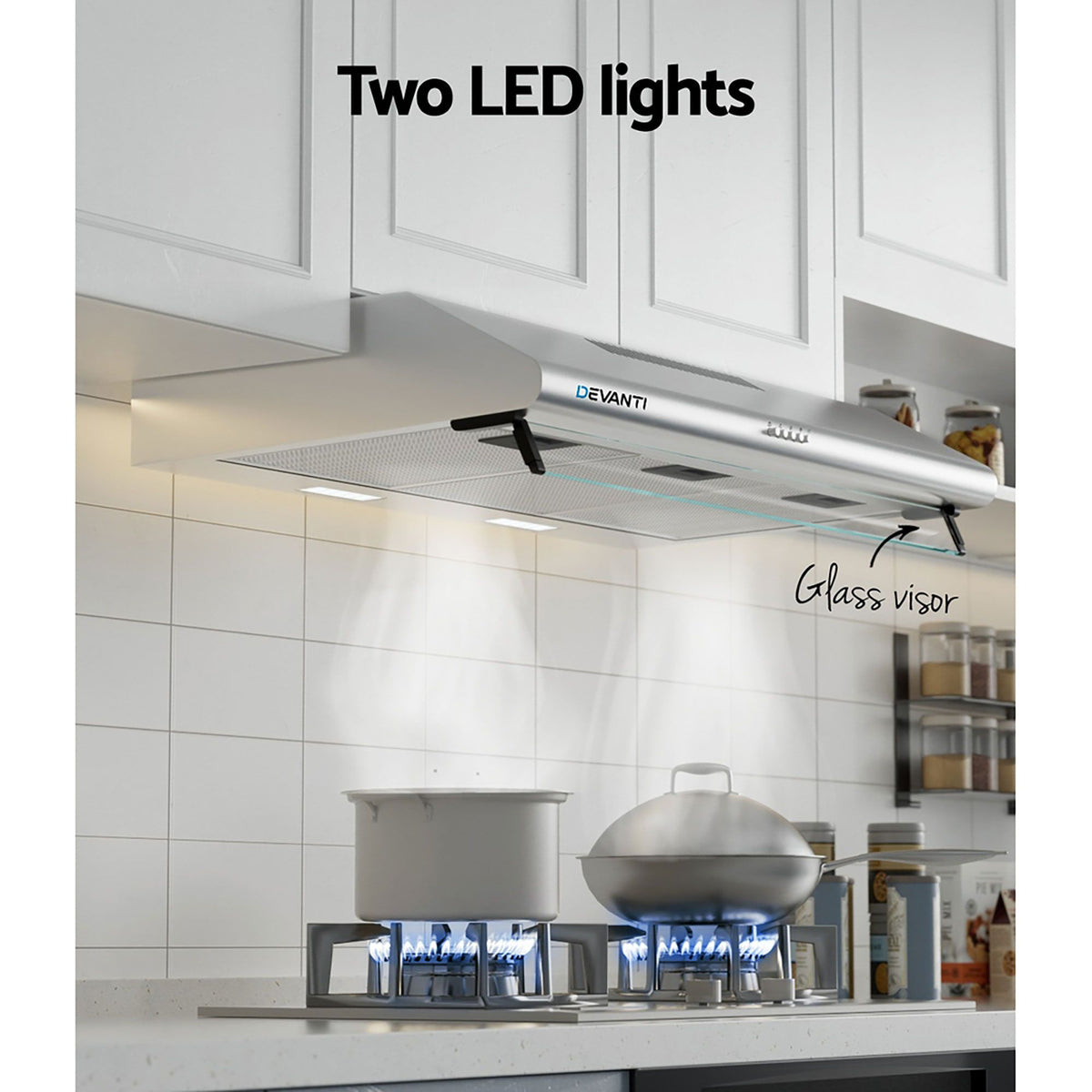 Devanti 900mm Range Hood | 90cm | Rangehood | Stainless Steel
