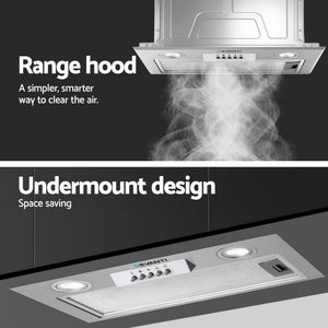 Devanti Range Hood Rangehood Undermount Built In Stainless Steel Canopy 52cm 520mm