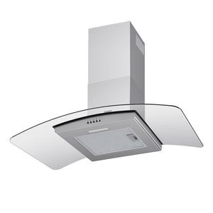 Devanti 90cm Range Hood Curved Glass Canopy Rangehood Kitchen Exhaust Fan