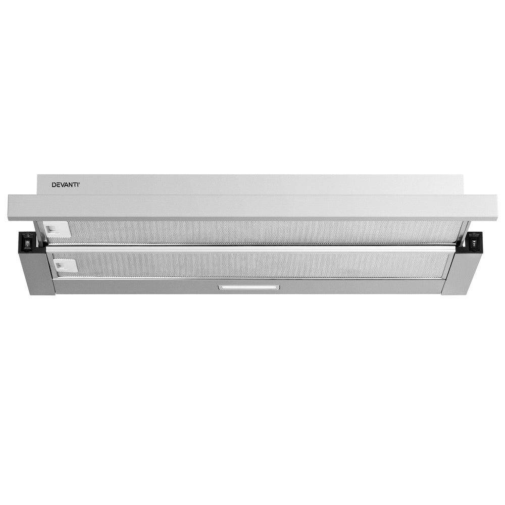 Devanti 900mm Range Hood | 90cm | Slide out Rangehood | Stainless Steel