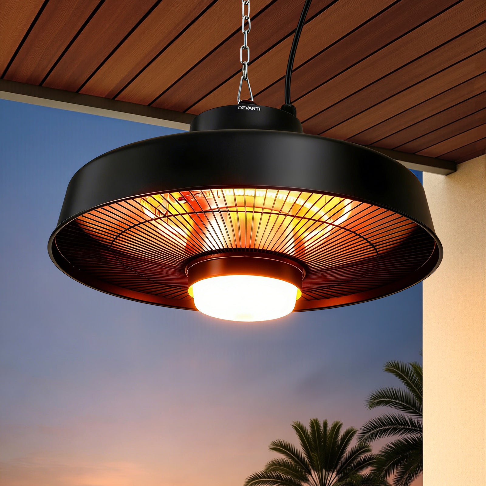 Outdoor Electric Patio Heater | 2000W Ceiling Mount with LED Light & Remote